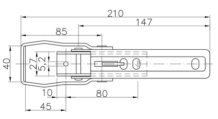 Zamek burtowy PRUFTREX Wymiary 210x40x85 mm Obciążenie 800kg ZCPRUA004