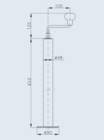 Podpora rurowa wysuwana na korbę PRUFTREX średnica rury 48 x 2,5 mm, obciążenie 500 kg, PRPRUA002