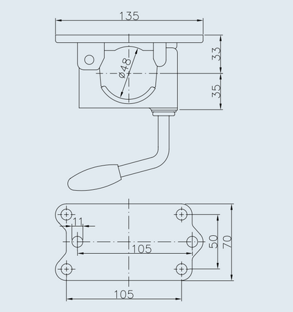 Obejma żeliwna koła podporowego PRUFTREX uchwyt zaciskowy ŻELIWNY, średnica rury 48 mm, obciążenie 250 kg, KOPRUA003