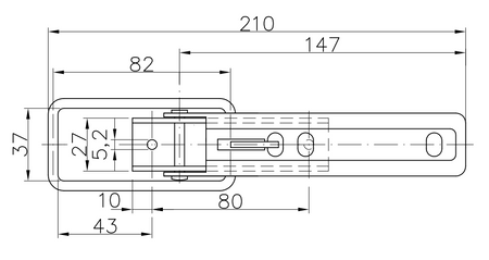 Zamek burtowy z zapinaczem PRUFTREX Wymiary 210x37x82 mm Obciążenie 900kg ZCPRUA003