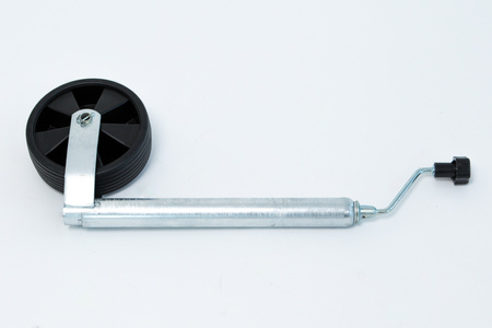 Koło podporowe PRUFTREX średnica rury: 48 x 2,5 mm, obciążenie 150 kg, wymiary koła 200x50 mm, pełna guma, felga plastikowa, KPPRUB004