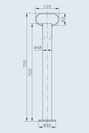 Podpora rurowa PRUFTREX 48 x 700 mm, obciążenie 150 kg, PRPRUA001